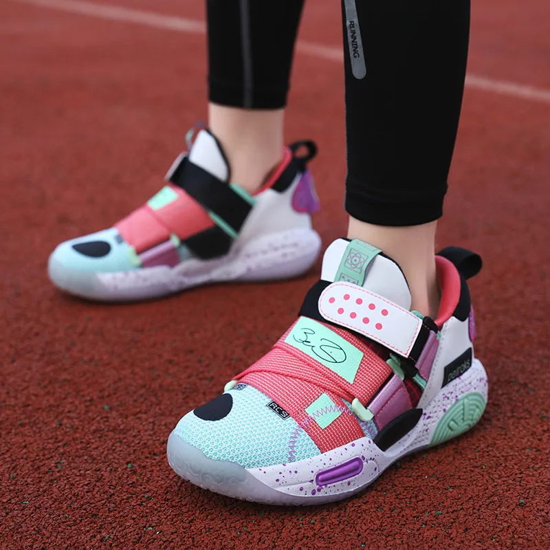 2022 Fashion Colorful Children's Basketball Shoes Outdoor Breathable Platform Sports Shoes for Boys Girls Sneakers basket enfant