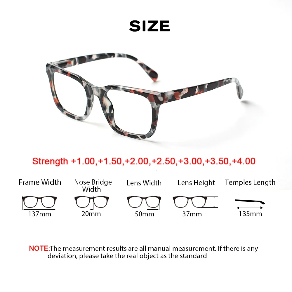 Turezing Prescription Reading Glasses Spring Hinge Men Women Tortoiseshell Eyewear HD Reader Diopter +1.0+2.0+3.0+4.0+5.0+6.0