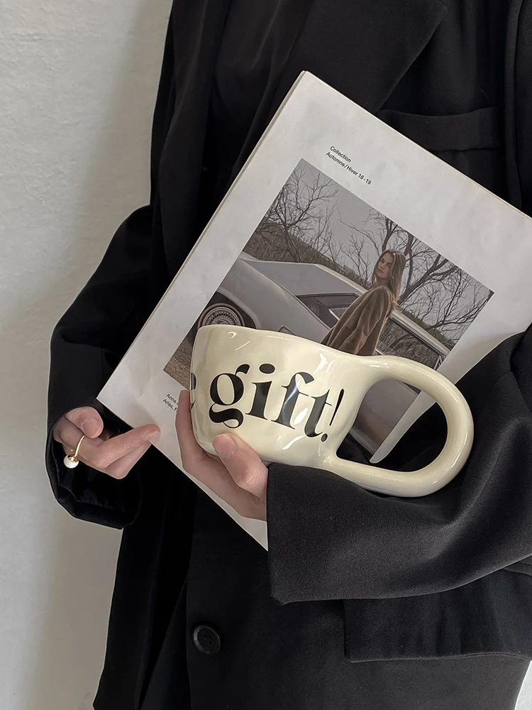 

350ml Large Capacity Ceramic Mug Hand Pinched Big Ears Home High Value Water Cup Milk Coffee Cup Couple Pair Gift Cup