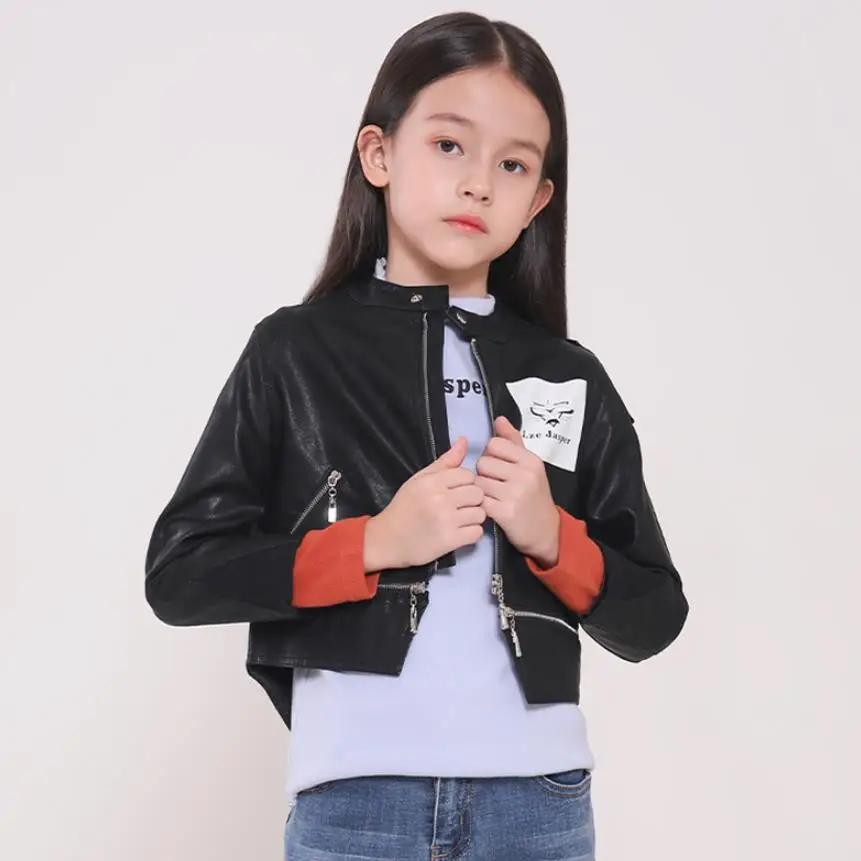 

2022 Autumn New Children PU Leather Jacket Fashion Letter Print Design Motorcycle Jacket Kids Clothing A1632