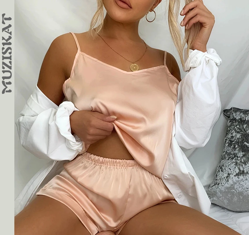 

Женский пикантный костюм MUZISKAT на бретельках с V-образным вырезом, модная повседневная домашняя одежда, женское нижнее белье, костюм с V-образ...