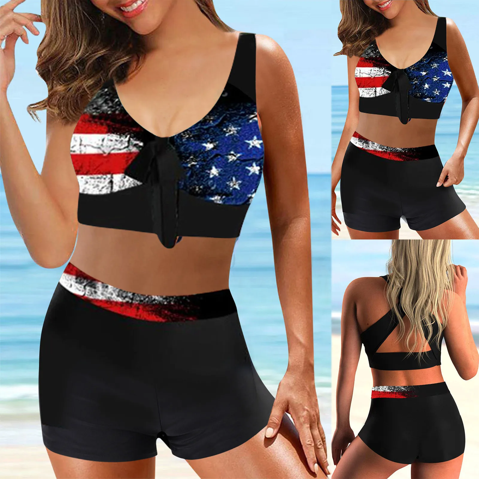 

Женский раздельный купальник, цифровой Бикини, пляжная одежда