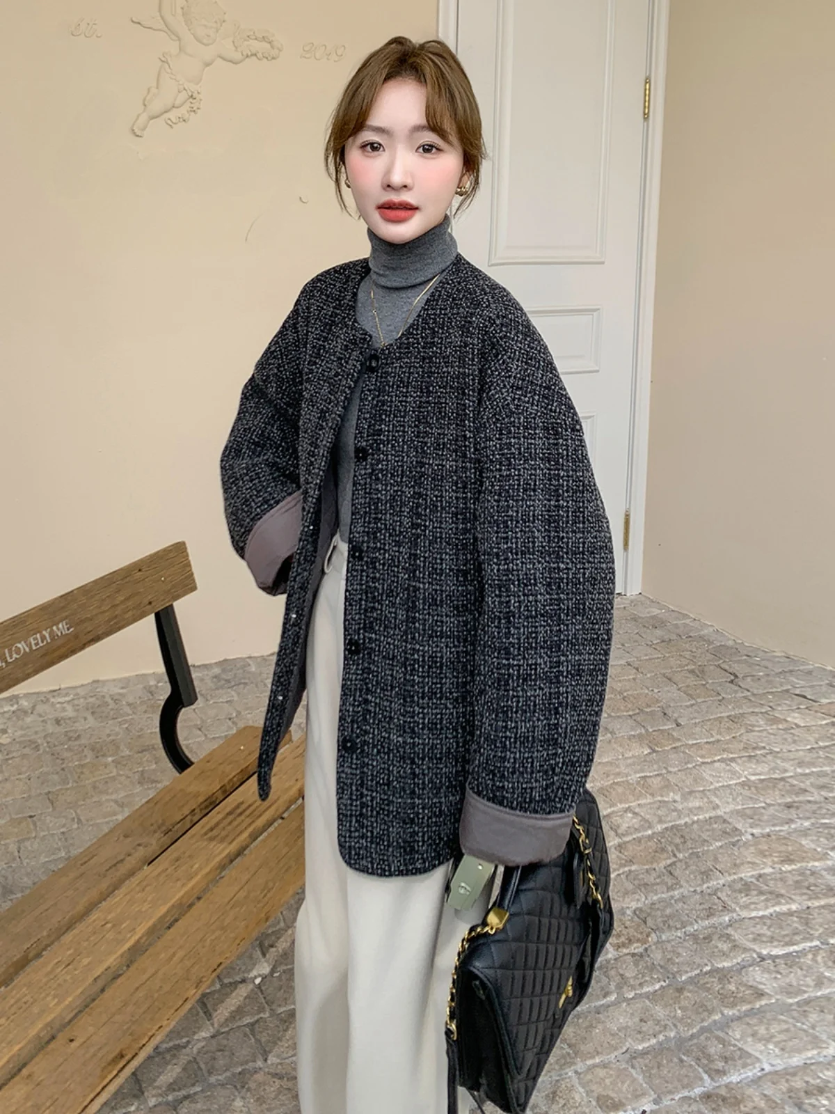 Черный изящный пуховик с хлопковой подкладкой верхняя одежда для женщин осень и