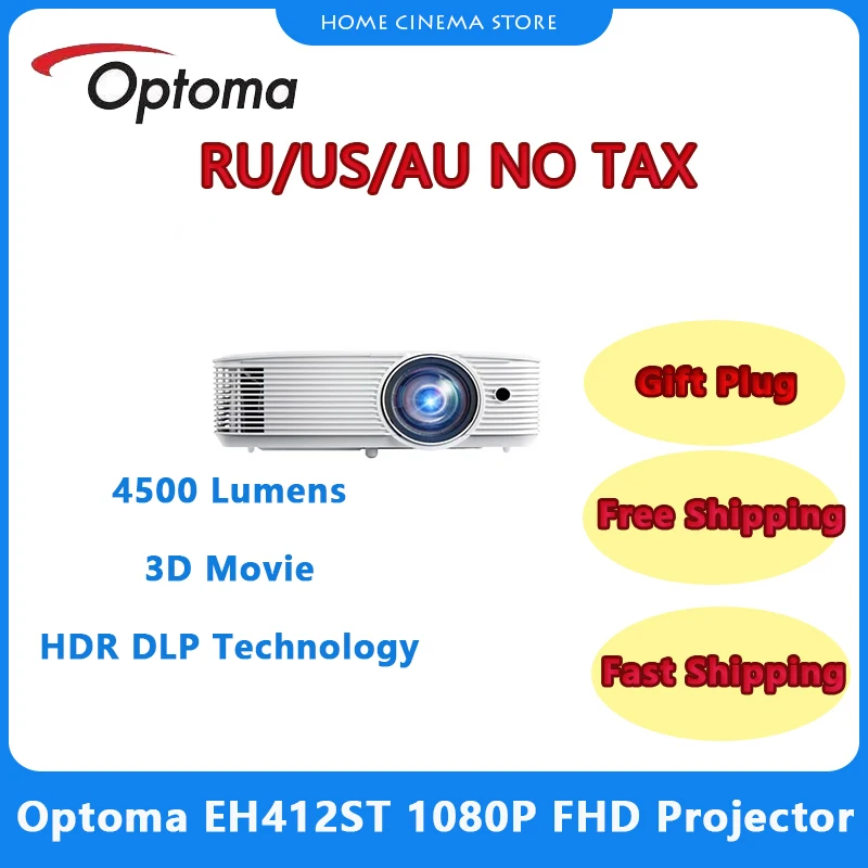 

Optoma EH412ST 1080P FHD Long Throw Projector Support 4K Decording 4500 Lumens Education Office Home Cinema Beamer