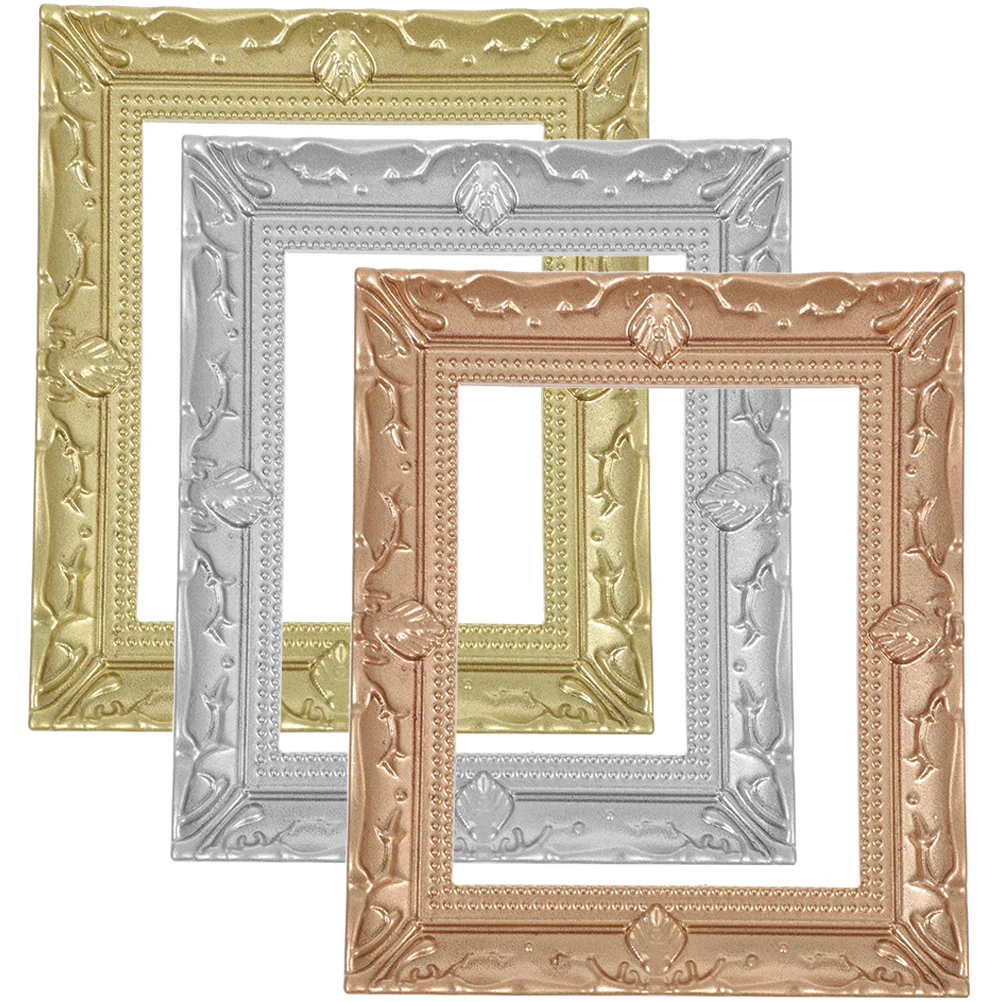 

3 Pcs Frame Rustic Photo Frames Decoration Home Picture Miniature Vintage Decorative Jewelry Display Resin Window