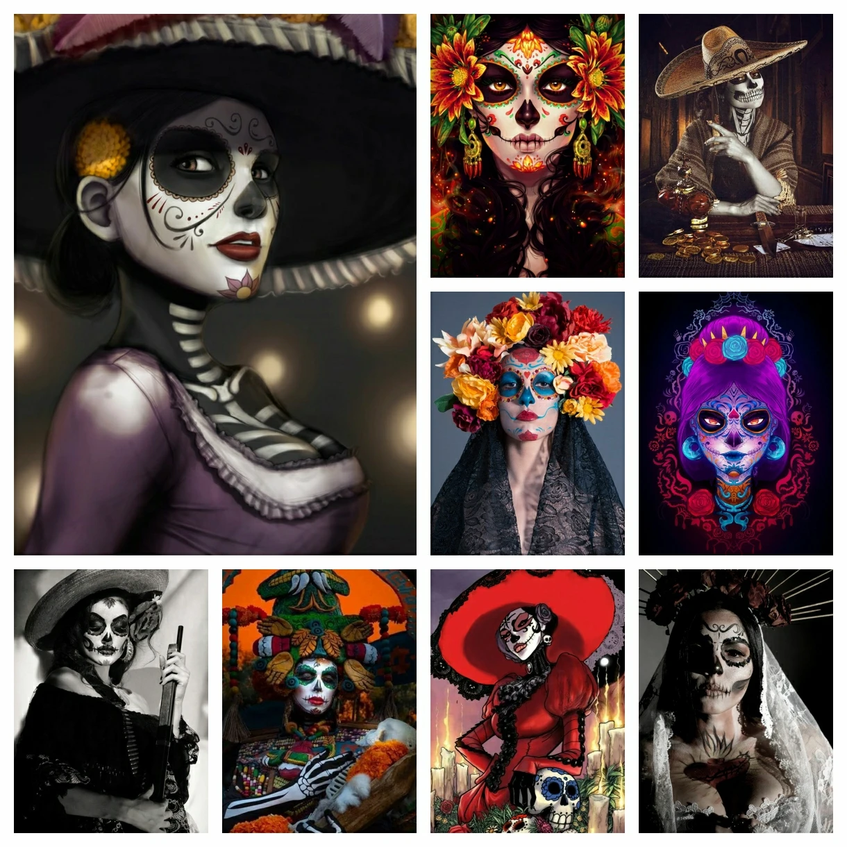 

Алмазная мозаика «День мертвецов» с изображением сахарного черепа