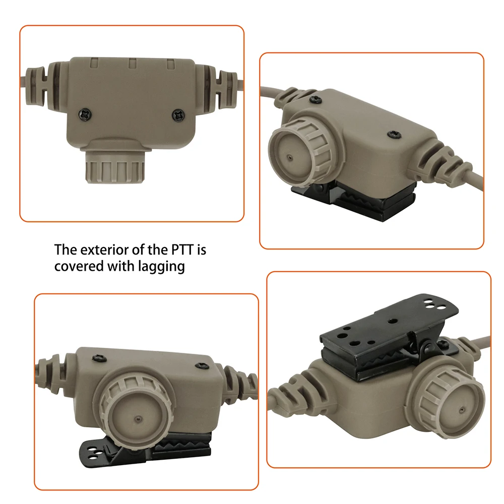 Tactical Headset U94 Ptt RAC with 6 Pin Connector for AN/PRC 148 & PRC 152 Walkie-talkie