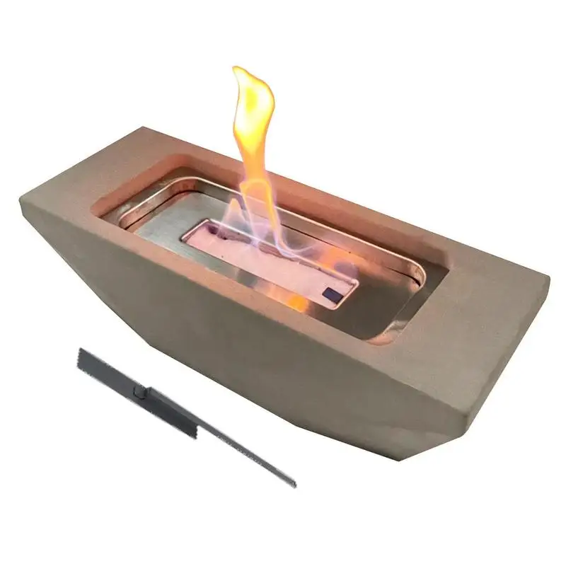 

Fire Pit Personal Cement Desktop Firepit Boat Shape Mini Indoor/Outdoor Personal Portable Table Top Firepit For Patio Garden