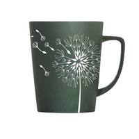 ceramics mugs cup with cover spoon creative dandelion leaves theme milk coffee mugs pure kitchen tool gift