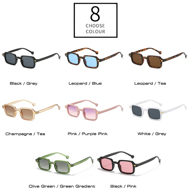 Fashion Square Sunglasses Women Retro Rivets Decoration Gradient Shades UV400 Men Leopard Blue Sun Glasses 3