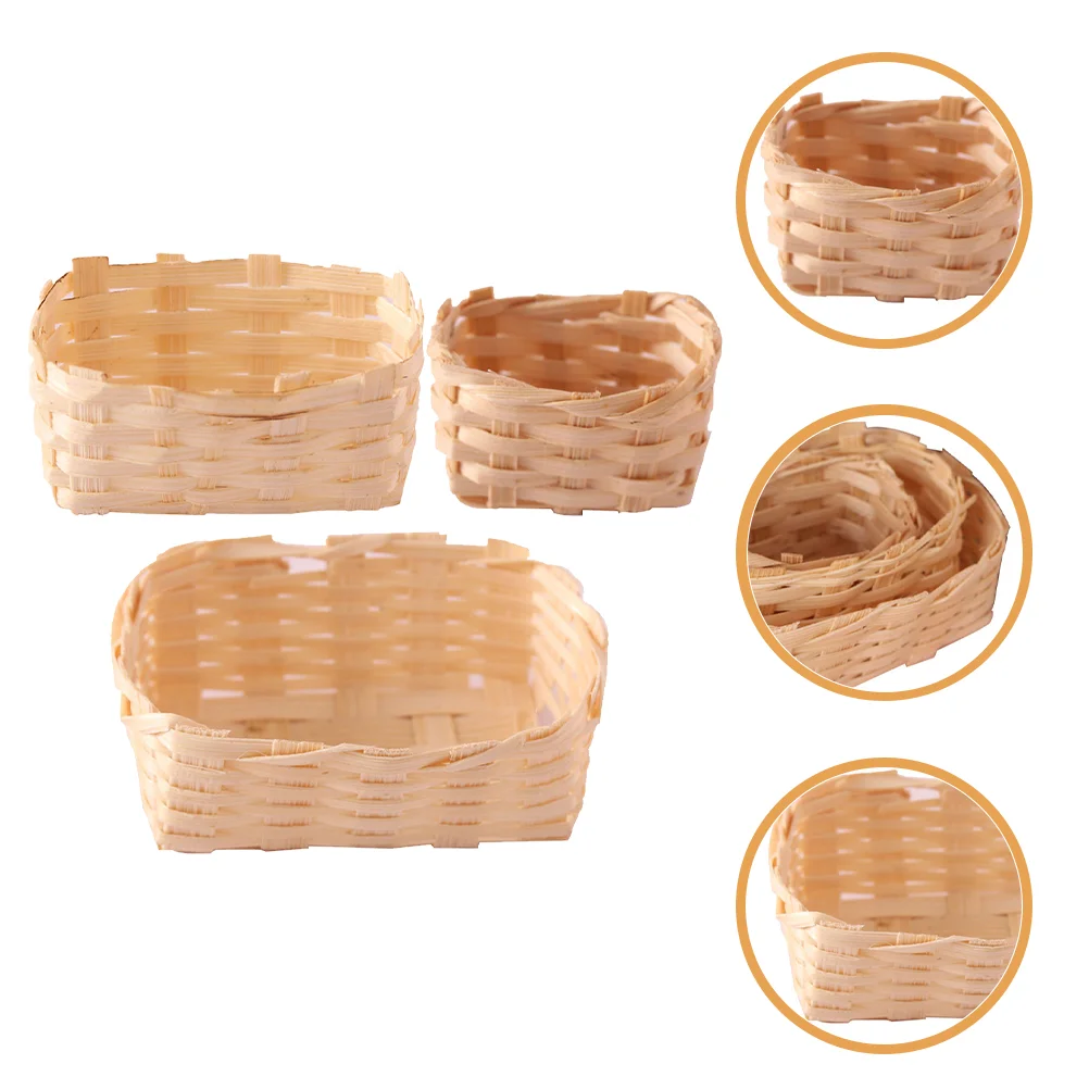 3 шт. миниатюрные тканые корзины многофункциональные фрукты пикник имитация