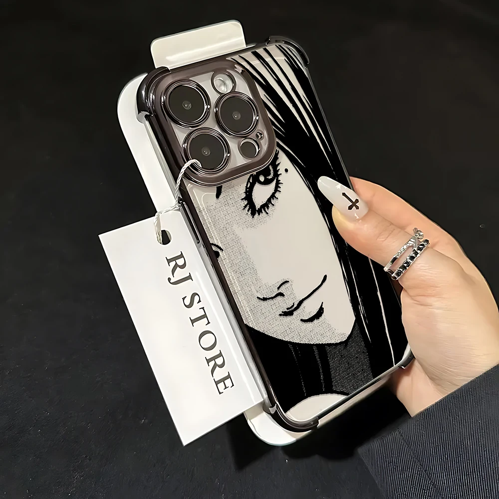 Junji Ito horror Hot comics Plating Case for Oppo Realme C55 C53 C30 C35 C33 C31 9 7 5 5S Pro Plus 4G 5G Anti-Fall Airabag Cover