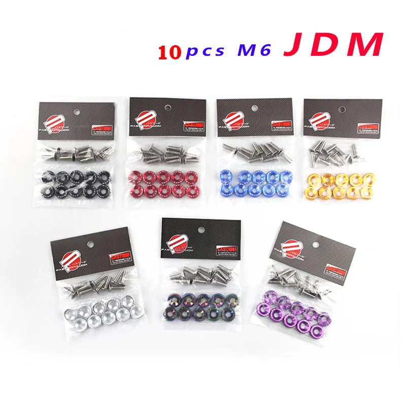 

Алюминиевые шайбы для крыльев M6 и болты для рамки номерного знака болты с шайбой для Honda Nissan Bmw 10 шт./упак.