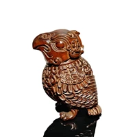 parrot owl statue figurine wood carving sculpture home decor living room gift