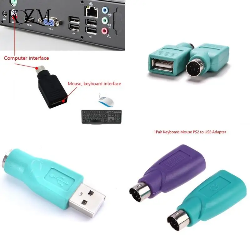 

1/2PCS USB Female To PS2 PS/2 Male Converter Adapter Keyboard Mouse Mice