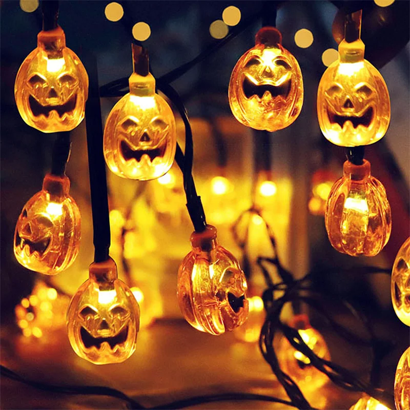 

1.5m Halloween Party Led Light String Pumpkin Ghost Skeletons Bat Lights Eyes Horror Props Home Bar Halloween Party Decoration