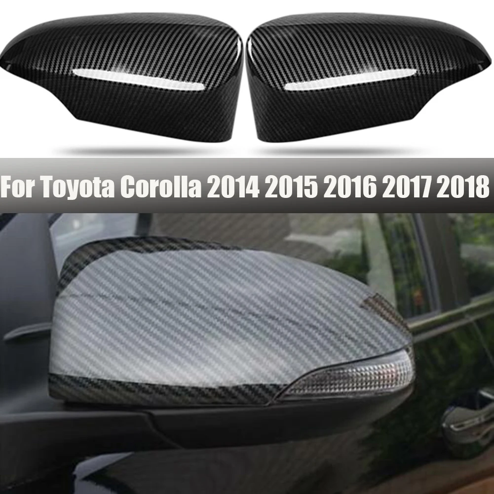 

1Pair Auto Car Rear View Side Mirror Cover Trim Bright Black Carbon Fiber Style For Toyota Corolla 2014 2015 2016 2017 2018