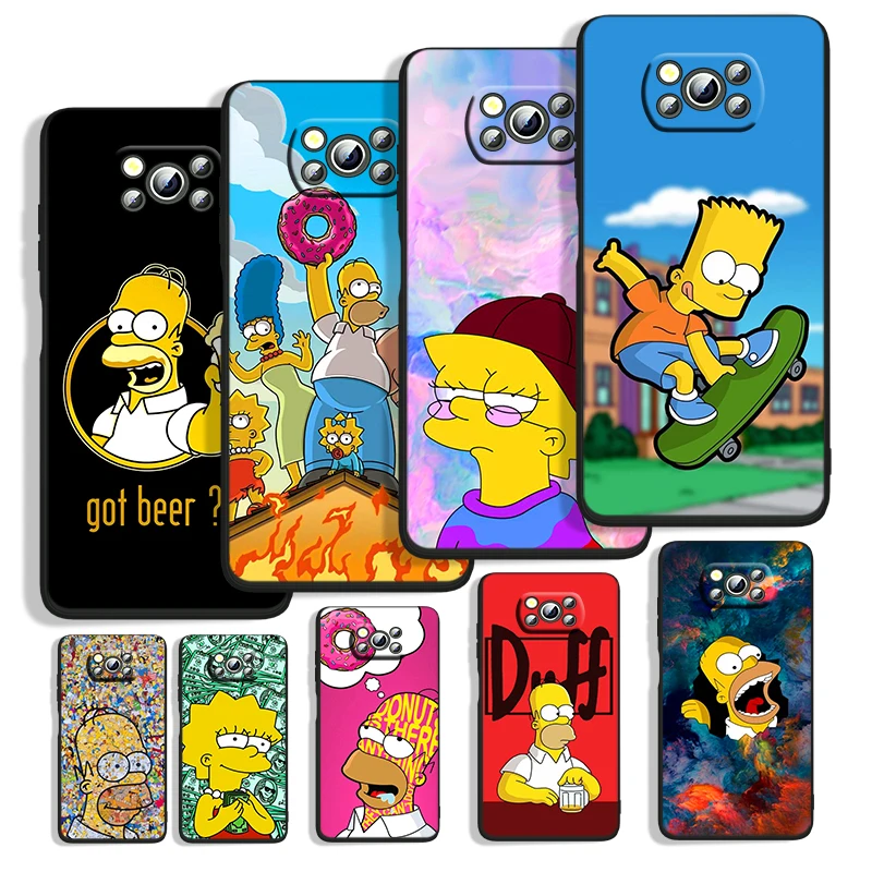 

The Simpsons For Xiaomi POCO M4 M3 C3 X4 X3 X2 F3 X2 F1 Pro NFC GT Mi Play Mix 3 A2 lite Black Phone Case Capa