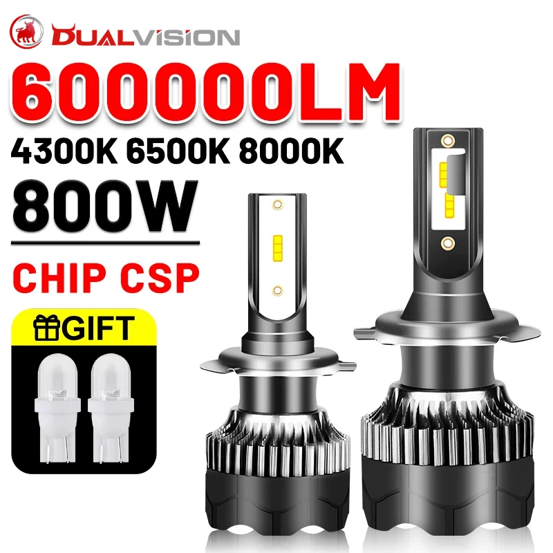 Dualvision H4 LED H7 Canbus 600000 LM 800 Вт CSP чипы 4300K 6500K 8000K H1 H11 H8 HB3 9005 HB4 9006 2 шт. автомобильные фары