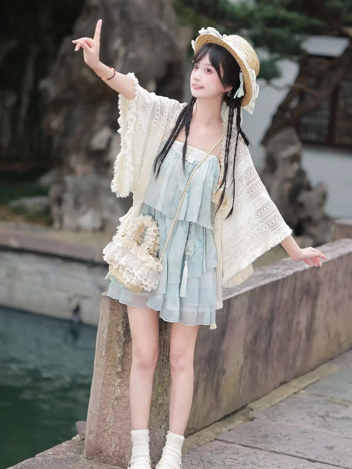 Новый китайский стиль морская соль для девочек ханьфу женский улучшенный Guofeng