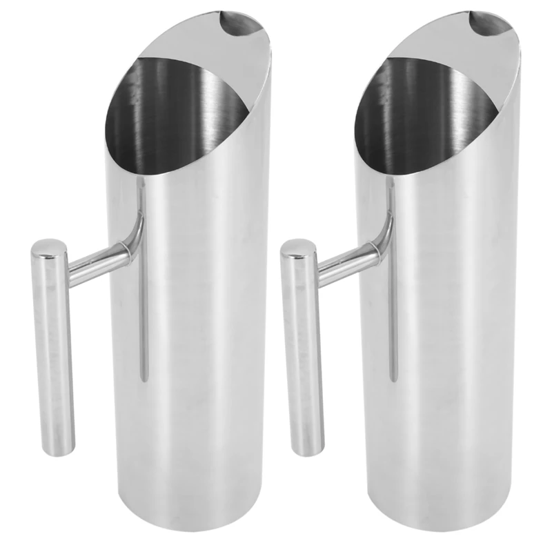 

2X Stainless Steel Water Pitcher with Ice Guard Tea Pot Kettle Jug Cold Beverages Juice Pot Ktv Bar Accessories 1.5L