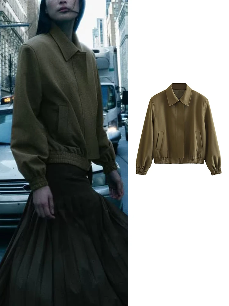 

Jacket Women Long Sleeve Pocket Decorative Pilot Jackets Chic Lady High Street Solid Coats Tops Female 2023 New