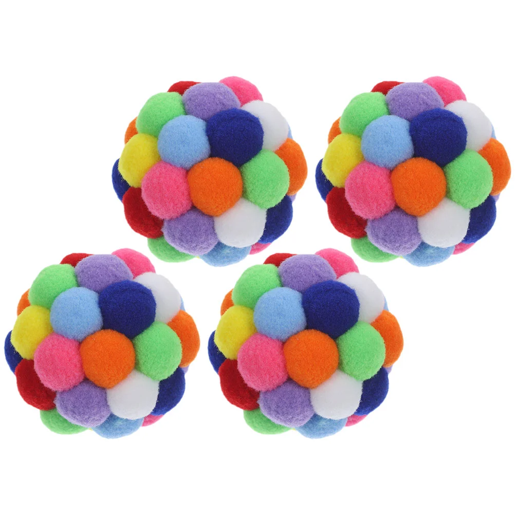 

4pcs Cat Toy Balls with Bells Cat Fuzzy Balls, Interactive Cat Toys Indoor Cats Ball Toys