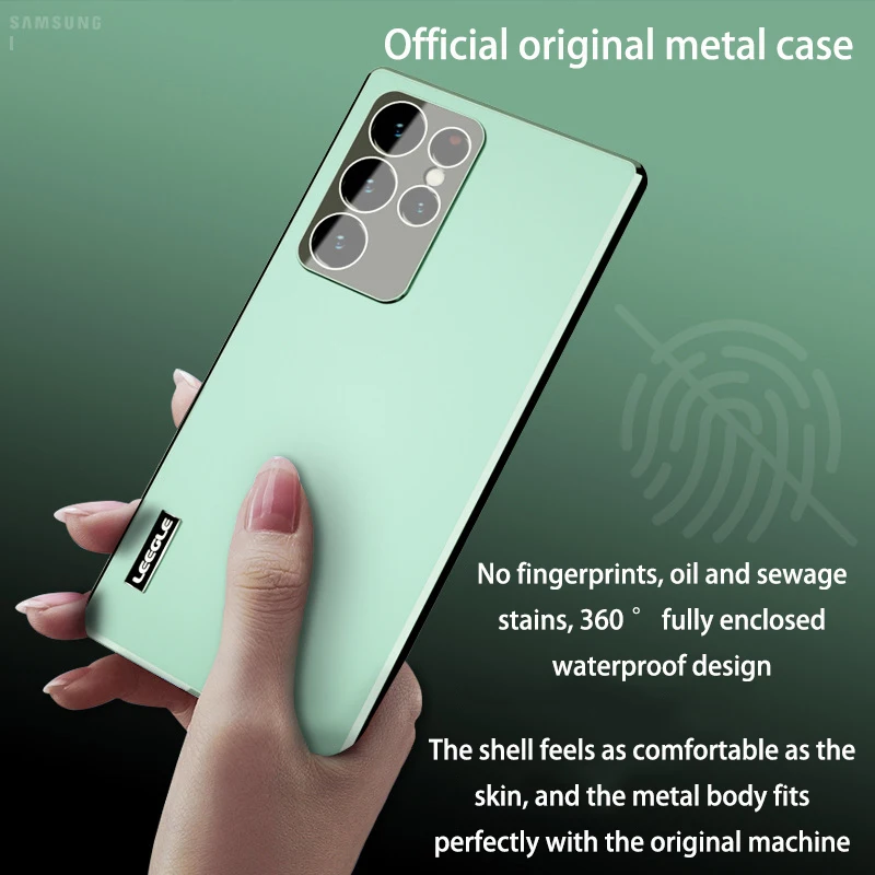 Metal magnetic case for Samsung Galaxy S22 Ultras Camera protective Full encirclement shell  360° Aluminum alloy Glass cover