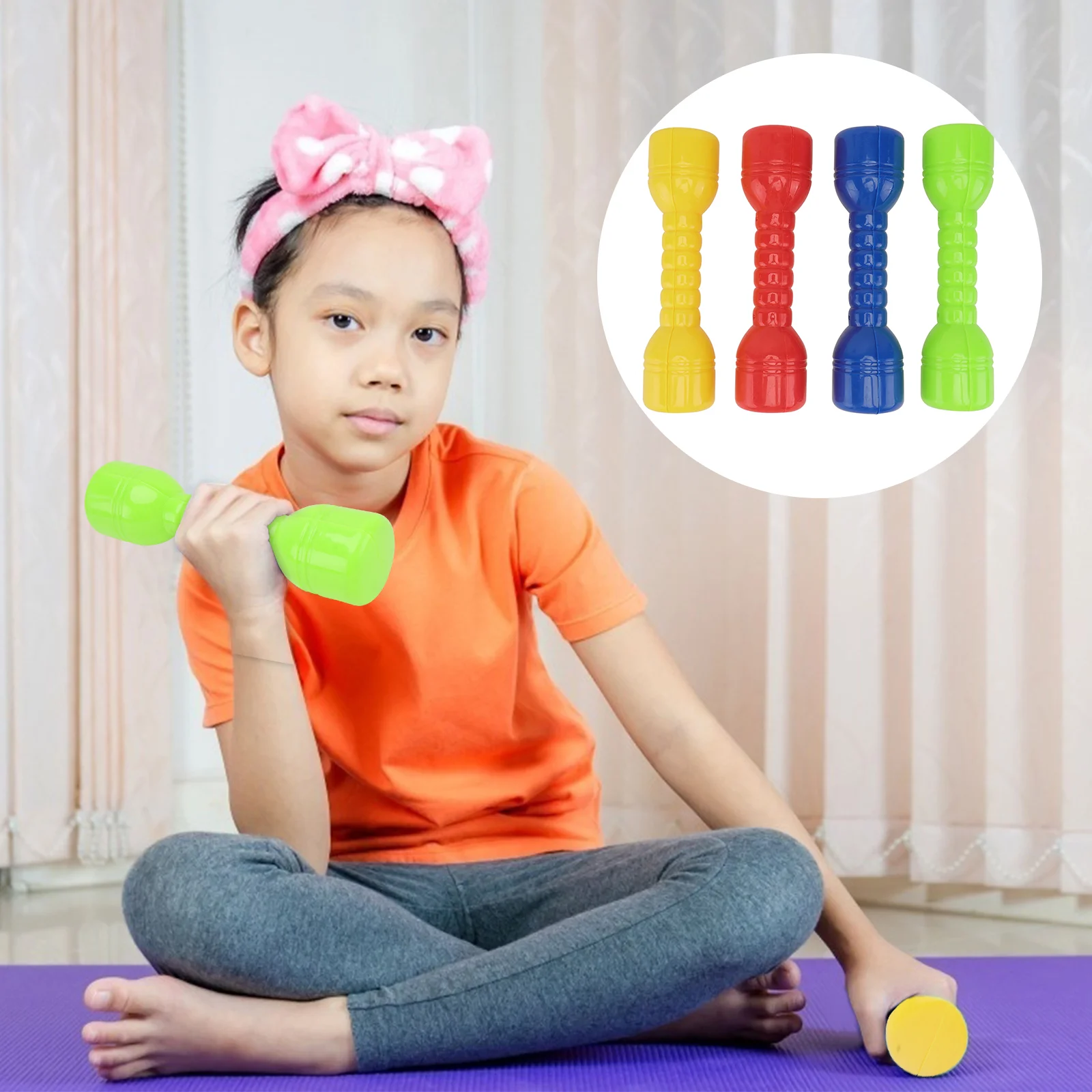 

4pcs Dumbbell Pretend Workout Set for Kids Dumbbells Children Morning Exercise Barbells for Beginner Workout Weighs