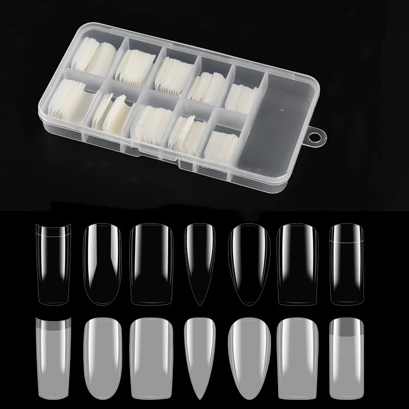 

100Pcs Transparent Natural French Nail Art Half Cover False Nails Ballet Acrylic UV Gel Extension Nail Tips Manicure Tool
