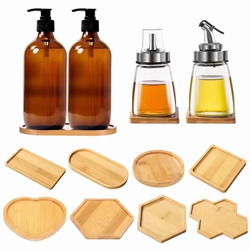 

Wooden Bamboo Soap Dispenser Planter Tray Vanity Countertop Bottl Jars Round Square Candl Jewelry Storage Kitchen Bathroom Tray