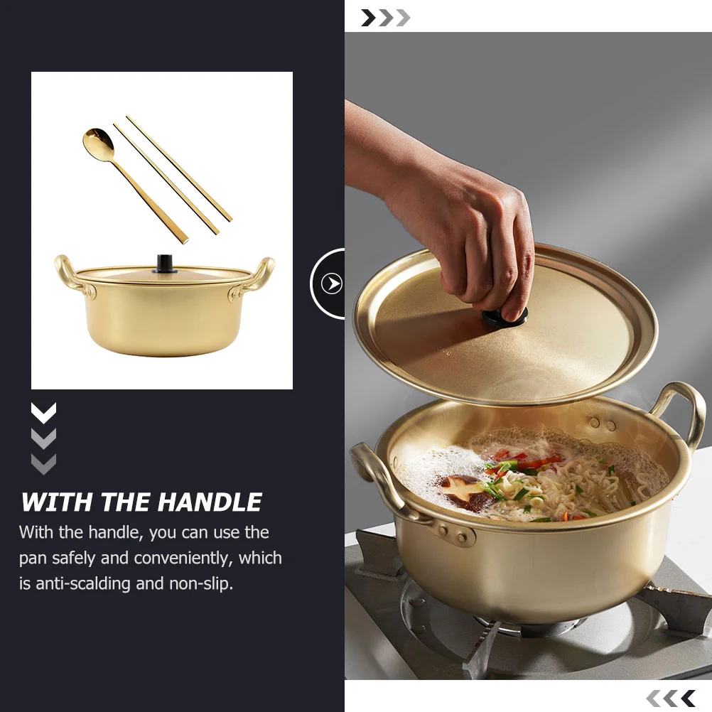 

Pot Korean Ramen Noodle Cooker Hot Cooking Instant Aluminumstock Soup Shabu Stew Lid Ramyun Japanese Pan Stockpot Cookware Bowl