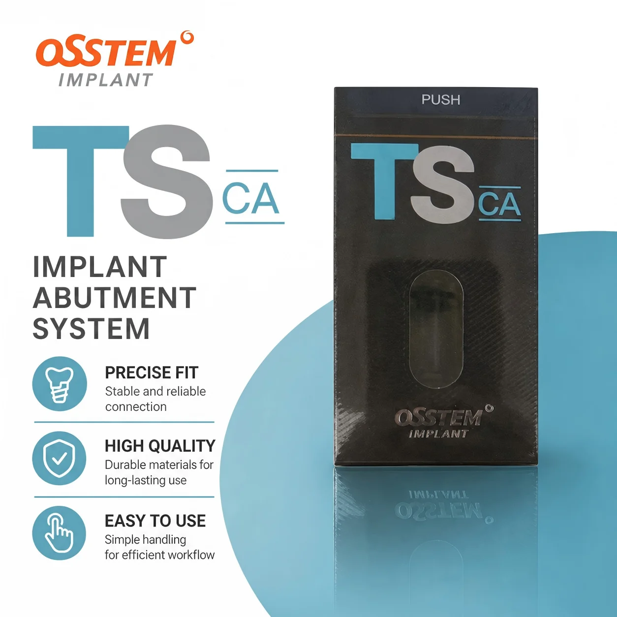 Фото Имплантат Osstem TSIII CA гидрофильный, с кальцием-активированной поверхностью для быстрого заживления кости, оригинальный NoMount №1