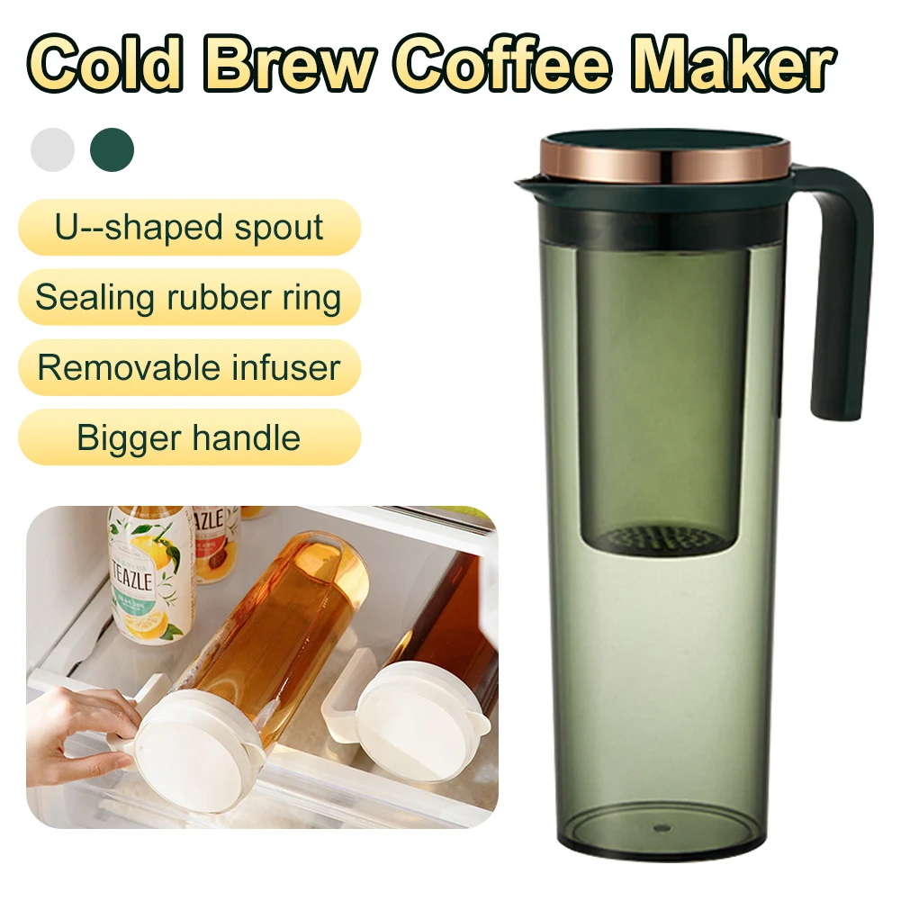 

1200ml Cold Brew Coffee Maker with Infuser Iced Tea Maker Pitcher Loose Tea Coffee Maker Water Bottle Espresso Ice Drip Maker