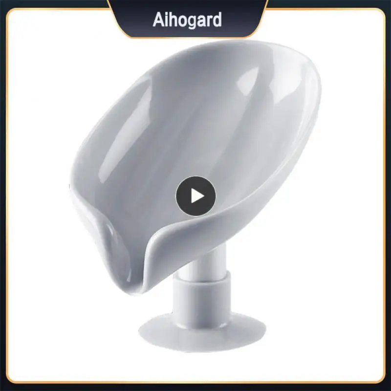 

Soap Box Leaf Shape Creative Soap Case With Suction Cup Laundry Soap Dish Storage Plate Tray Bathroom Gadgets Soap Holder Drain