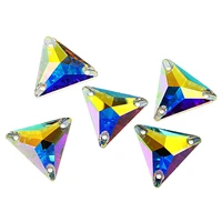 28pcs triangle k9 glass sew on rhinestone sewing crystals ab flatback stones for clothes accessories wedding dress