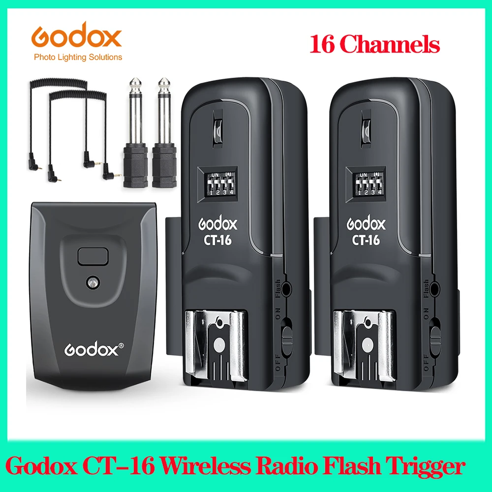 

Godox CT-16 16 Channels Wireless Radio Flash Trigger Transmitter 2x Receiver Set for Canon Nikon Pentax Studio Speedlite Flash