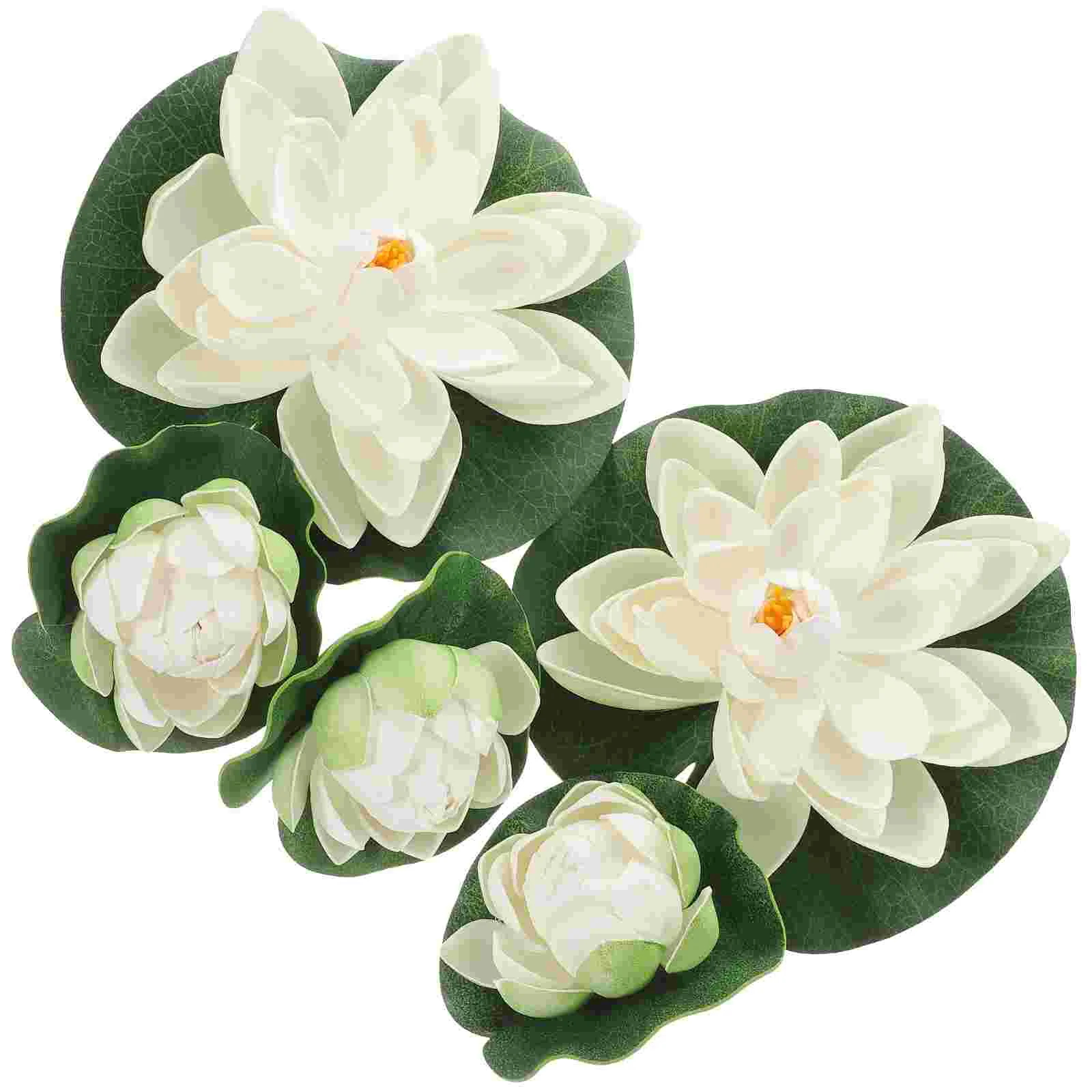 

5 Pcs Fake Pool Flowers Artificial Water Lilies Pond Decor Lily Home Décor Lifelike Floating Foam Botanical Realistic