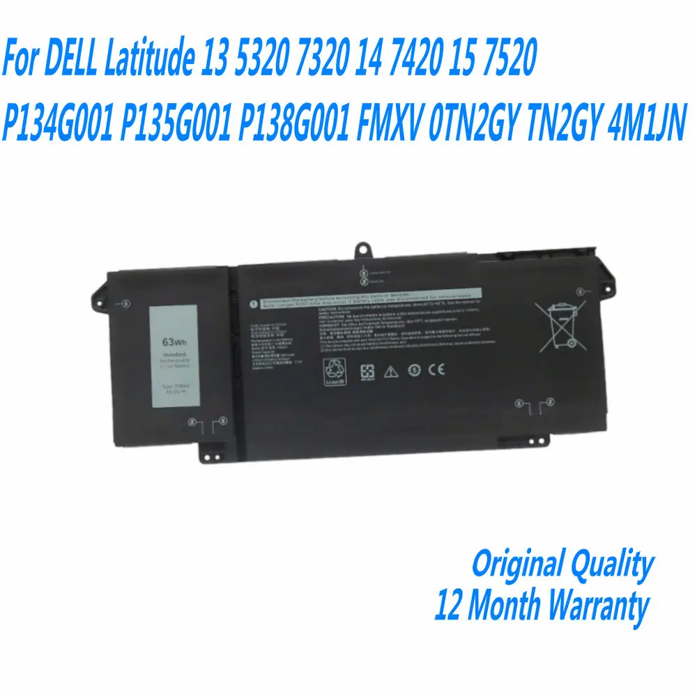 Новый аккумулятор для ноутбука 7FMXV DELL Latitude 13 5320 7320 14 7420 15 7520 P134G001 P135G001 P138G001 FMXV 0TN2GY