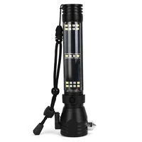 9 in1 solar power led flashlight multi functional bicycle light safety hammer torch light emergency light by 18650 battey