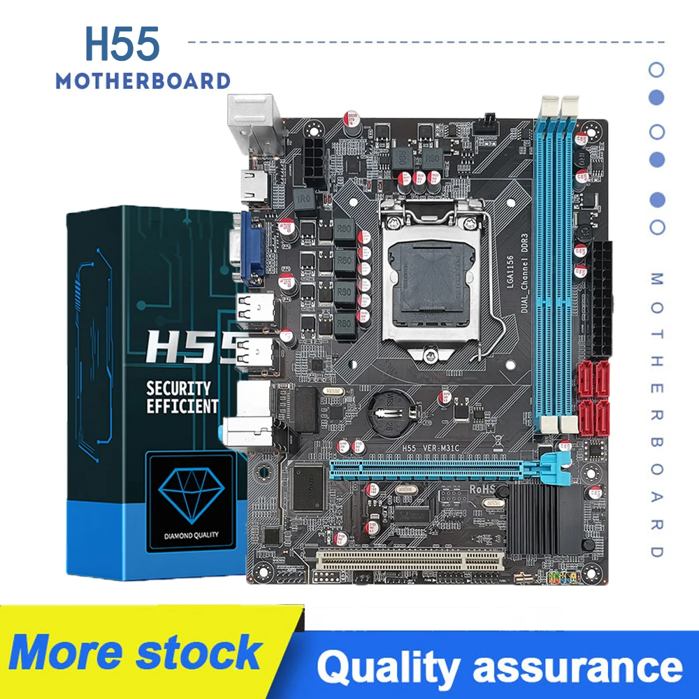 Материнская плата H55 LGA1156 с поддержкой процессора Core I3/I7 I5 760, DDR3, Память ОЗУ для настольного ПК, VGA HDMI, игровой ПК
