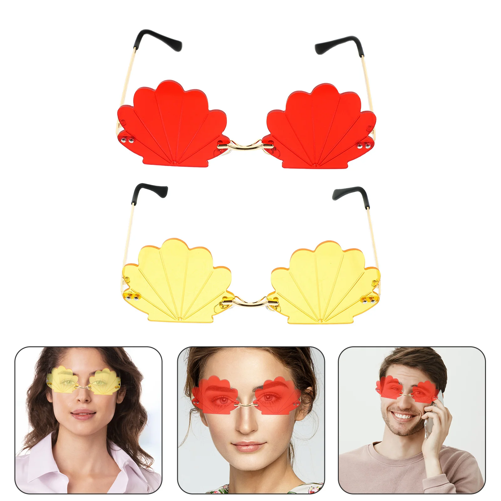 

2pcs Widely- Premium Stylish Lasting Cool Glasses Fun Sunglasses Women Rimless Sunglasses Women for Party Favor Gift Option