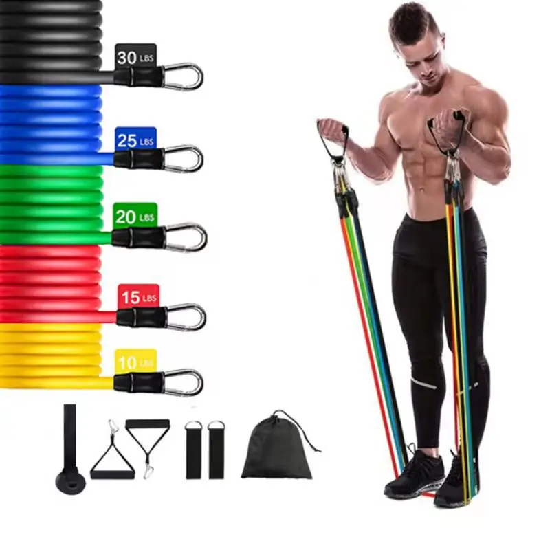 

11Pcs Resistance Bands 100lbs Indoor Portable Fitness Equipment Yoga Home Gym Exercise Training Expander Tube Elastic Pull Ropes