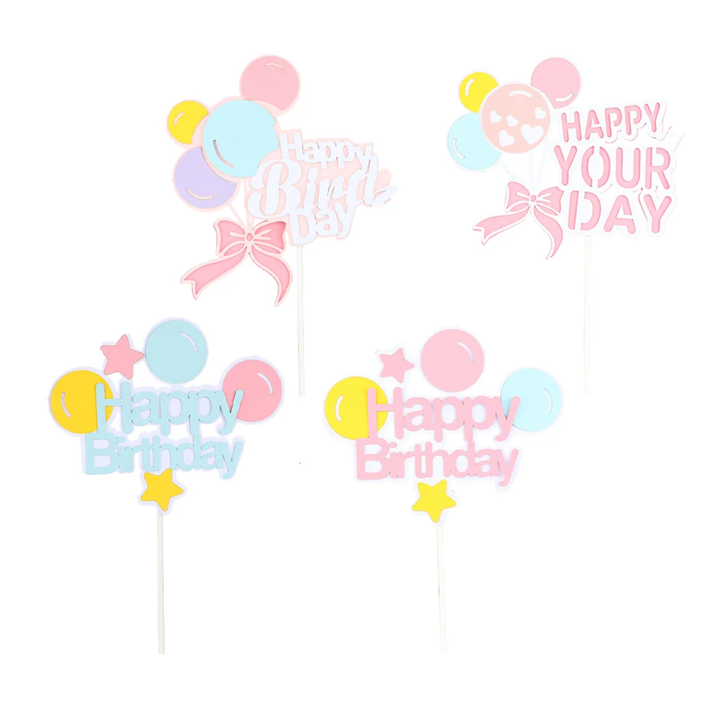 

Cake Birthday Topper Pick Cupcake Happy Stick Dessert Party Appetizer Toothpick Sign Balloon Supplies Decoration Muffin Insert