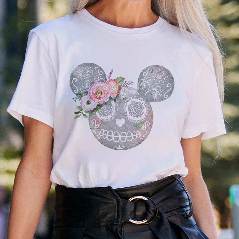 

2022 Novelty Mickey Head Design T Shirt Women Disney 90s Harajuku Print Clothes Personality Streetwear Casual Tops For Ladies