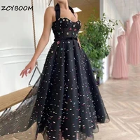 elegant black glitter beading pearls prom dresses halter neck celebrate dresses a line pleated draped sleeveless evening dresses
