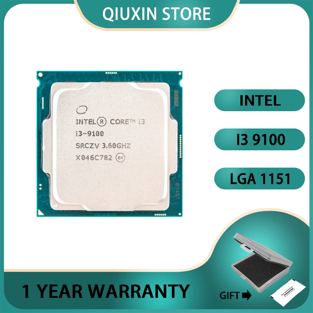 

Процессор Intel Core i3 9100, 65 Вт, 6 Мб, 3,6 ГГц, четырехъядерный, LGA 1151