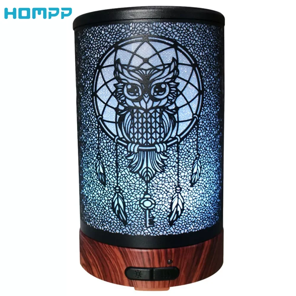 

Essential Oil Diffuser Metal Ultrasonic Aroma Diffusor Quiet Vintage Mist Humidifier Auto Shut Off for Office Home Bedroom 100ml