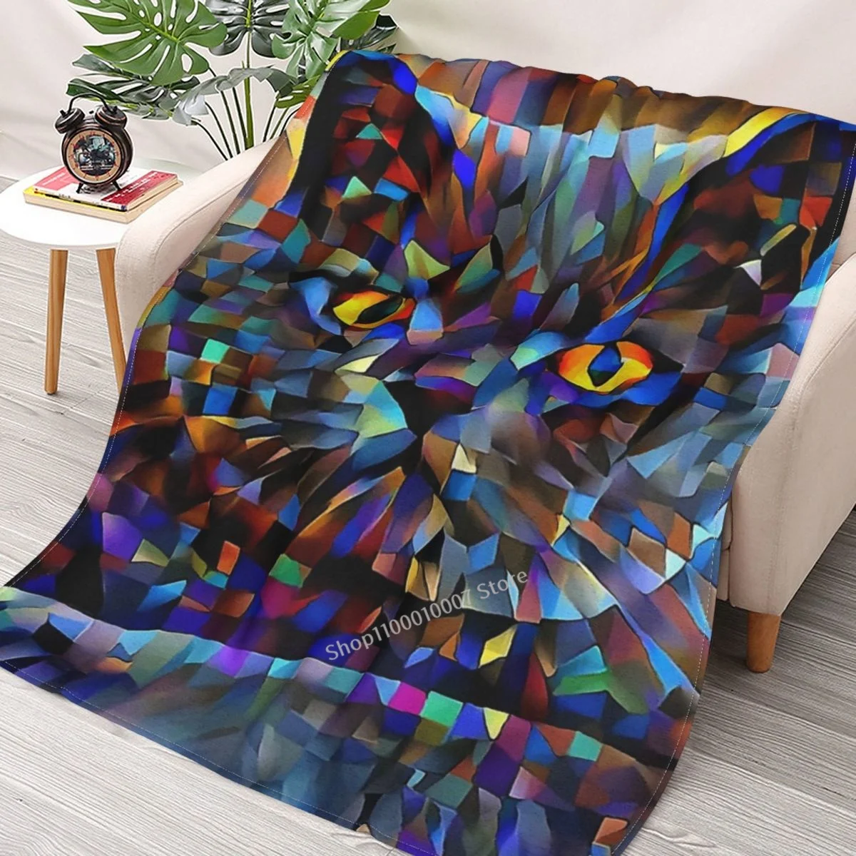 

Britshoo, Cat, Cat, Chat, Short - Lea Roche Paintings Throw Blanket 3D printed sofa bedroom decorative blanket children adult