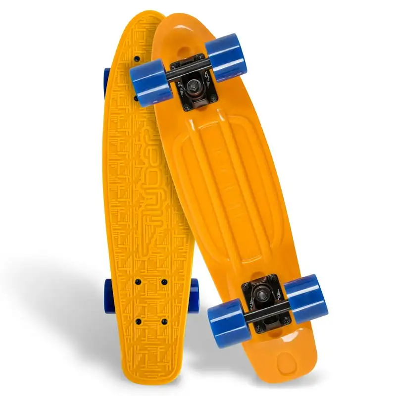 

inch Plastic Cruiser Skateboard, Non-Slip Deck, for Boys and Girls Ages 6+ up to 175lbs, Orange Longboard bag Skate tool Grip ta